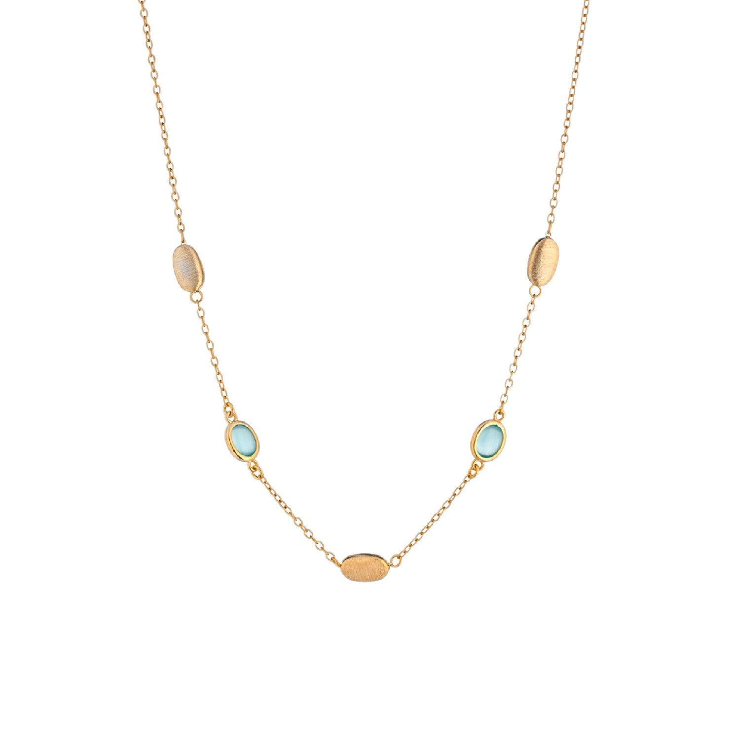 NECKLACE YELLOW SILVER 925 & SYNTHETIC STONES - 100814