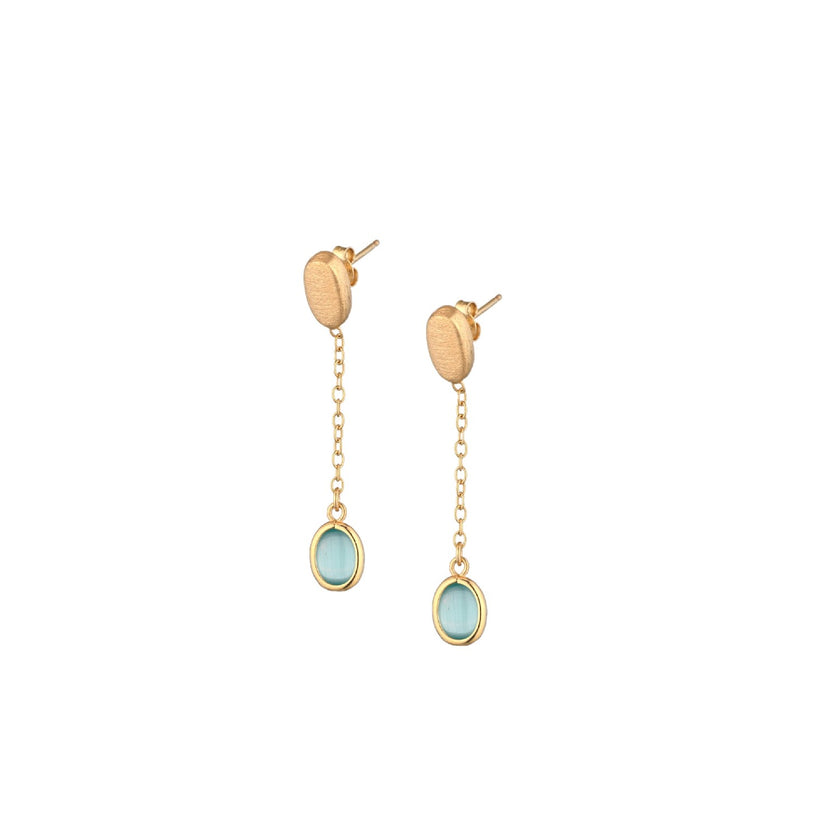 EARRINGS YELLOW SILVER 925 & SYNTHETIC STONES - 100843