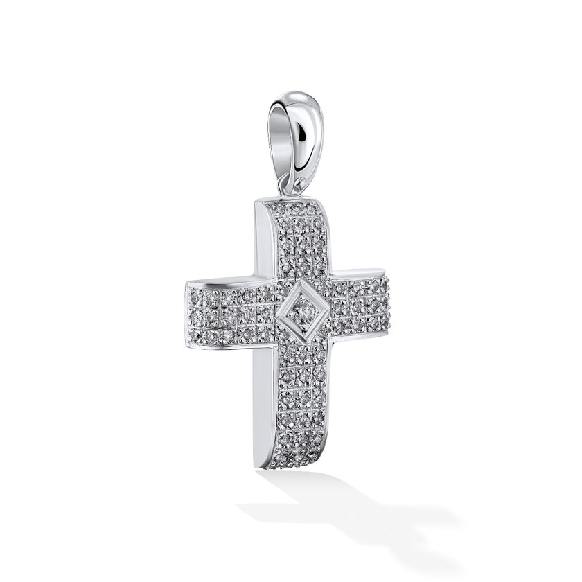 CROSS WHITE GOLD 750 & PRECIOUS STONES - 1595