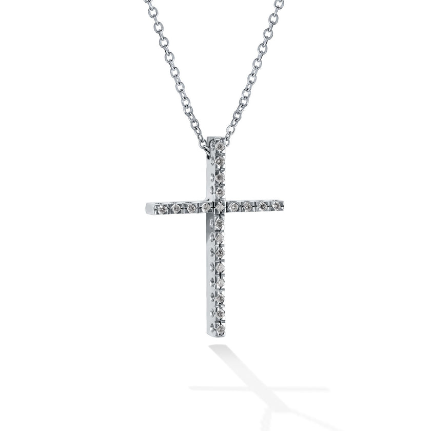 CROSS WHITE GOLD 750 & PRECIOUS STONES WITH CHAIN - 22037