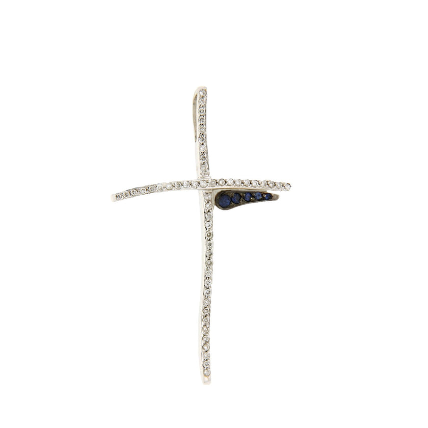 CROSS WHITE GOLD 750 & PRECIOUS STONES - 22311