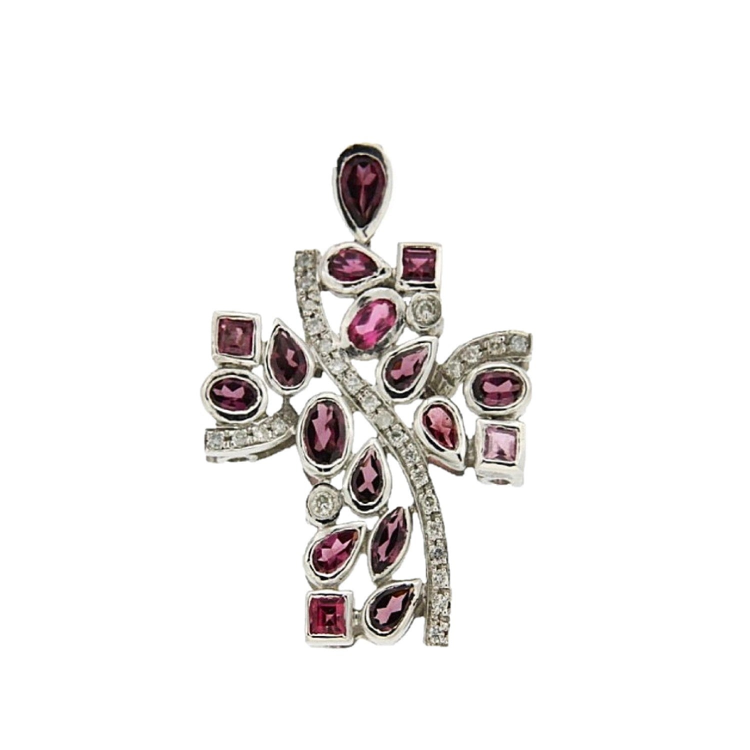 CROSS WHITE GOLD 750 & PRECIOUS STONES - 22727