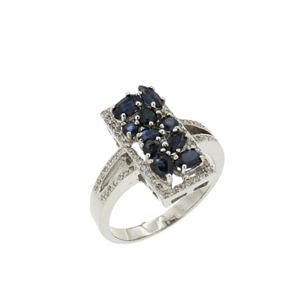 RING WHITE GOLD 750 & PRECIOUS STONES - 23113