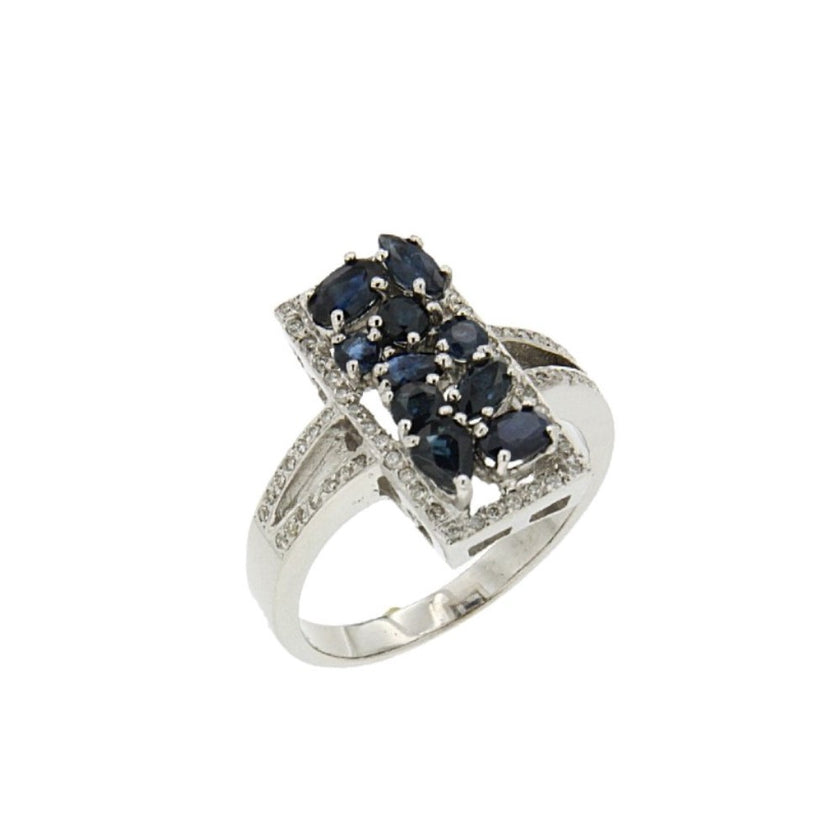 RING WHITE GOLD 750 & PRECIOUS STONES - 23113
