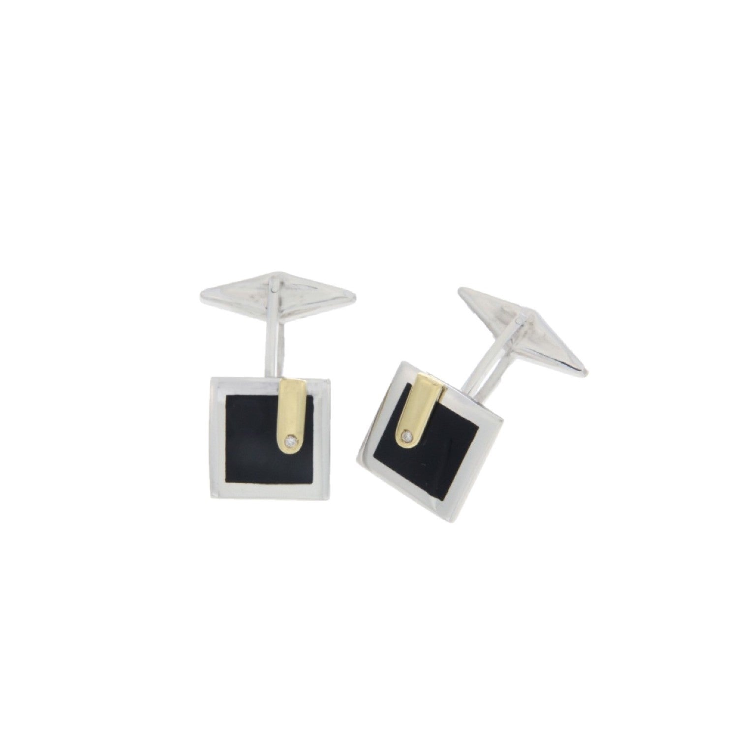 CUFFLINKS WHITE & YELLOW GOLD 750 WITH PRECIOUS & SEMIPRECIOUS STONES - 23485