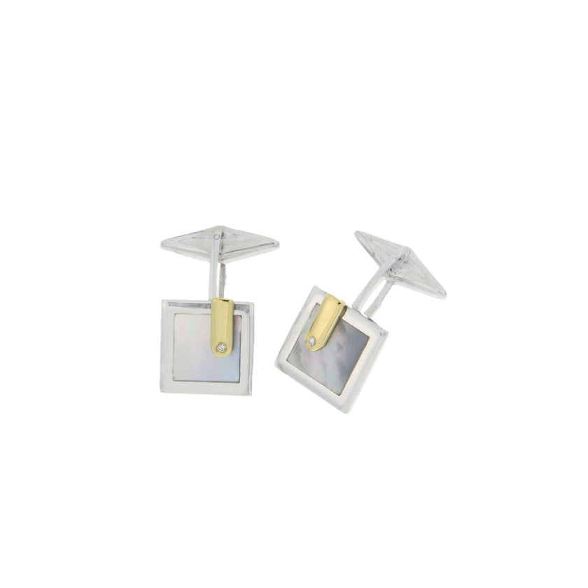 CUFFLINKS WHITE & YELLOW GOLD 750 WITH PRECIOUS & SEMIPRECIOUS STONES - 23487