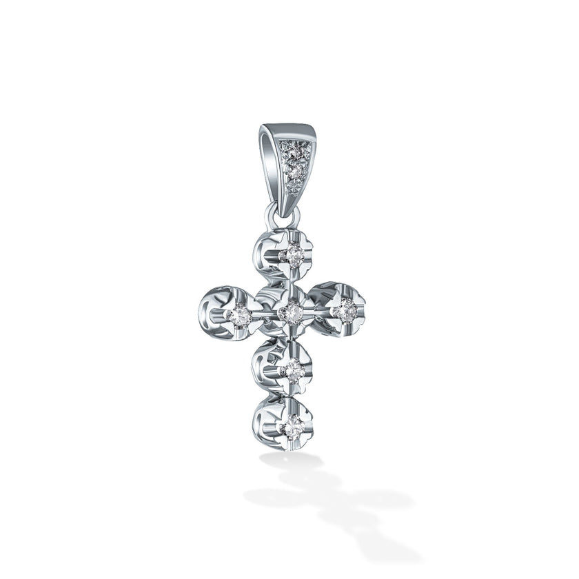 CROSS WHITE GOLD 750 & PRECIOUS STONES - 23874