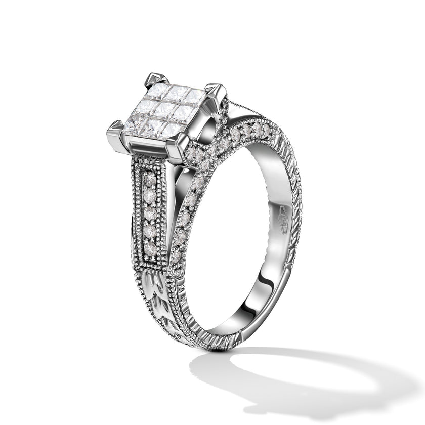 RING WHITE GOLD 750 & PRECIOUS STONES - 2685