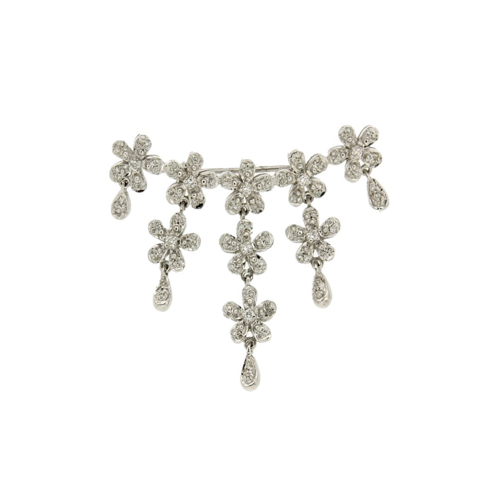 BROOCH WHITE GOLD 750 & PRECIOUS STONES - 27151