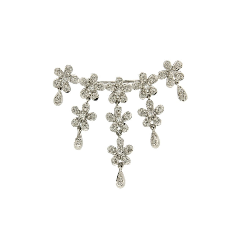 BROOCH WHITE GOLD 750 & PRECIOUS STONES - 27151