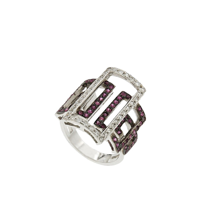 RING WHITE GOLD 750 & PRECIOUS STONES - 28214