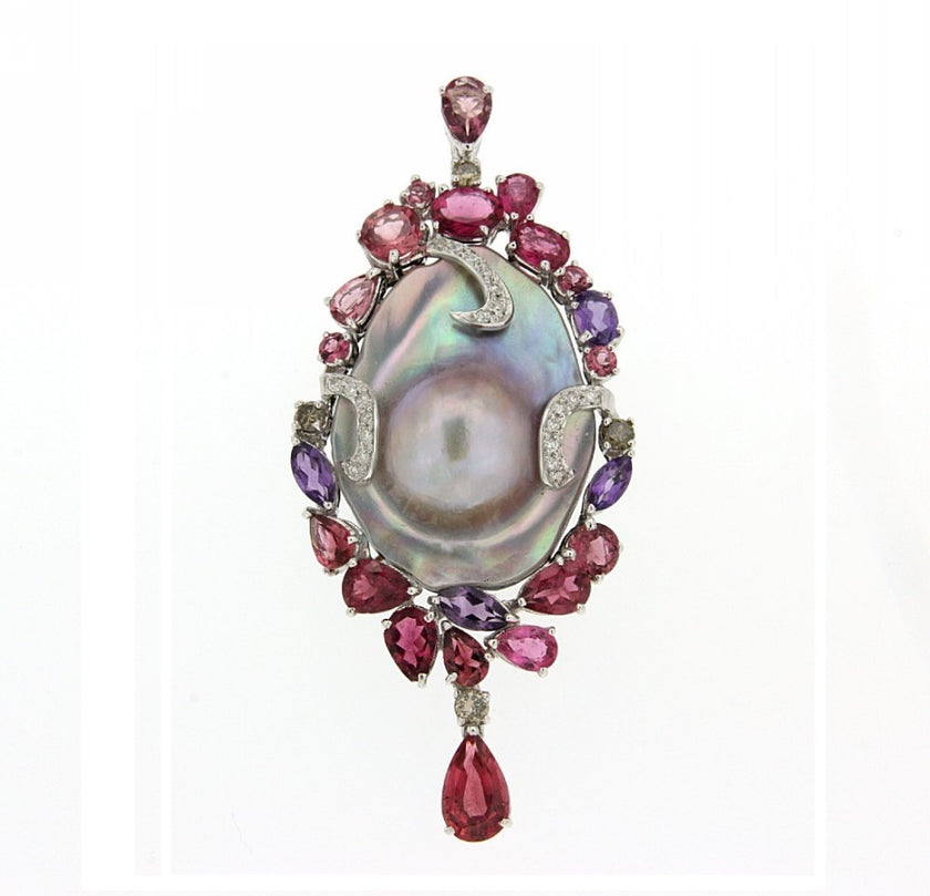 PENDANT WHITE GOLD 750 & PEARLS - 30701