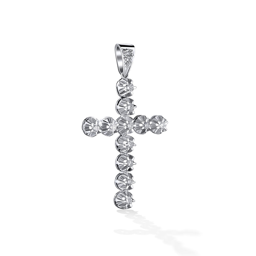 CROSS WHITE GOLD 750 & PRECIOUS STONES - 32807