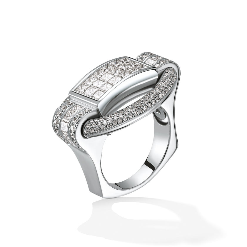 RING WHITE GOLD 750 & PRECIOUS STONES - 35866
