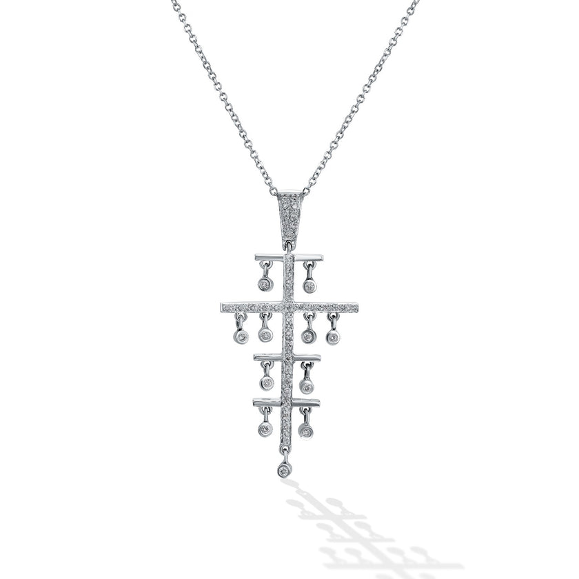 CROSS WHITE GOLD 750 & PRECIOUS STONES - 40849