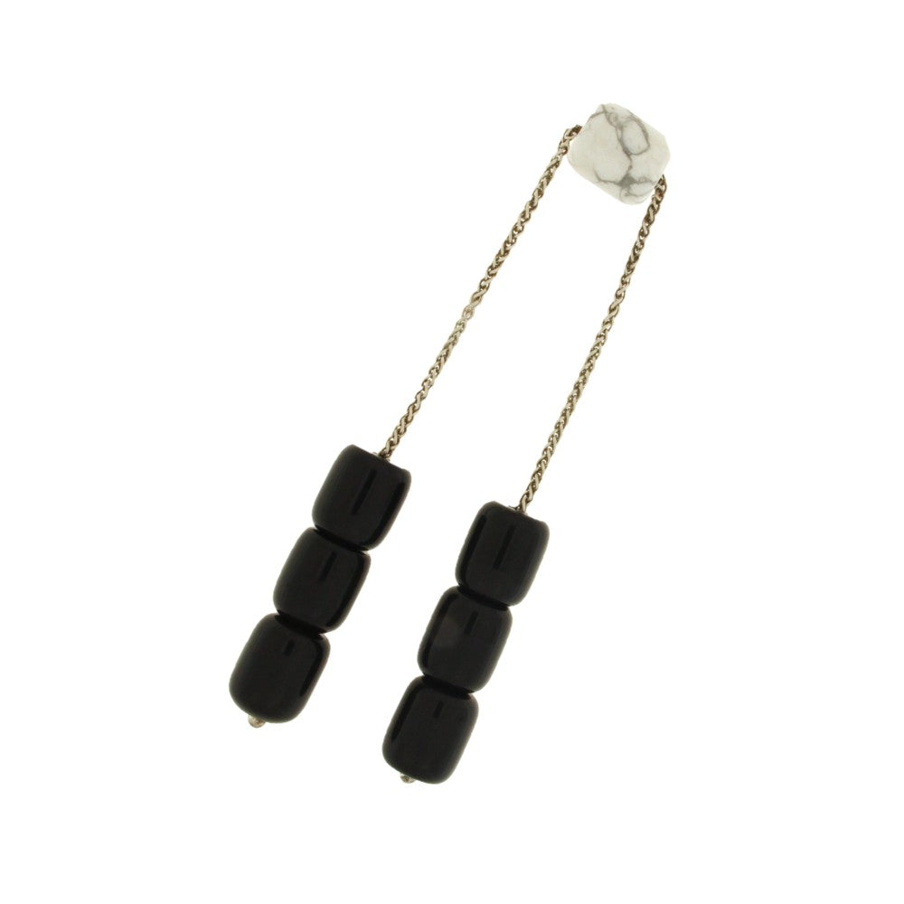 ROSARY WITH ONYX HOWLITE & SILVER - 52427