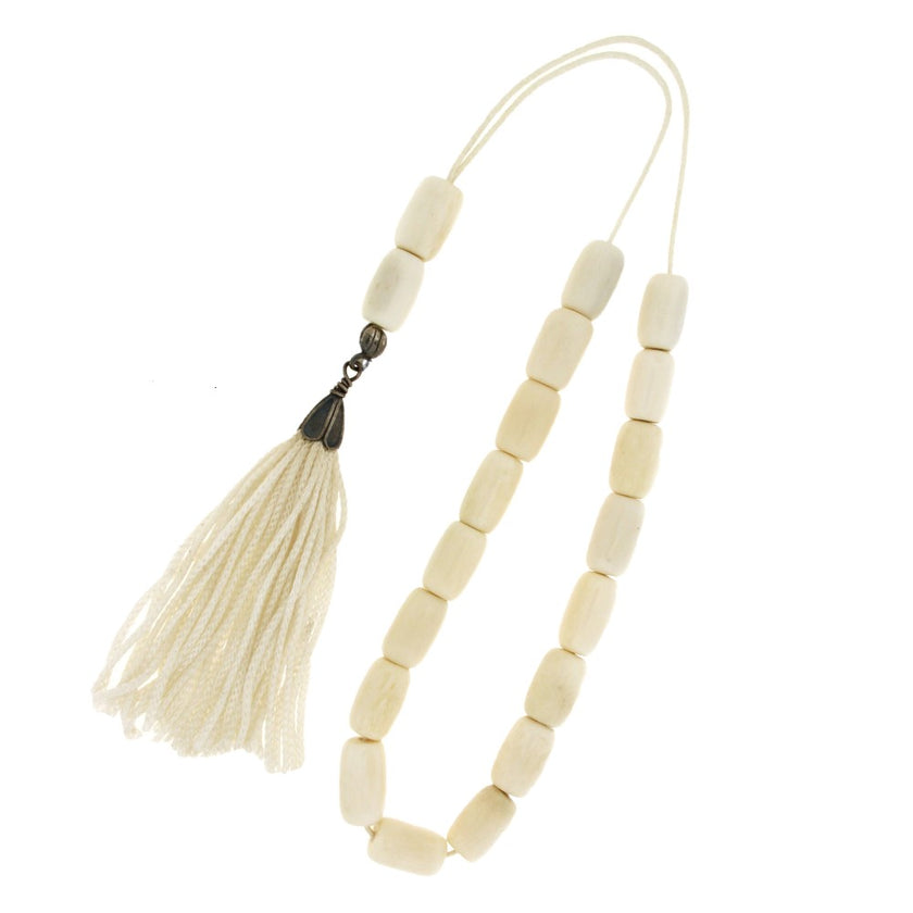 ROSARY CAMEL BONE & SILVER - 52442
