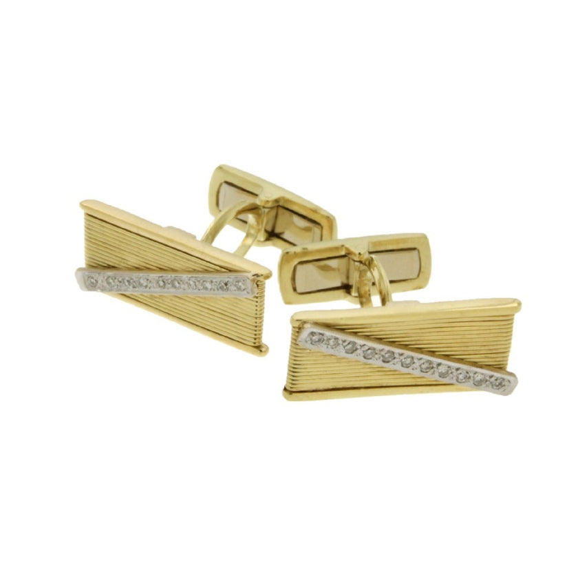 CUFFLINKS WHITE & YELLOW GOLD 750 & PRECIOUS STONES - 52479