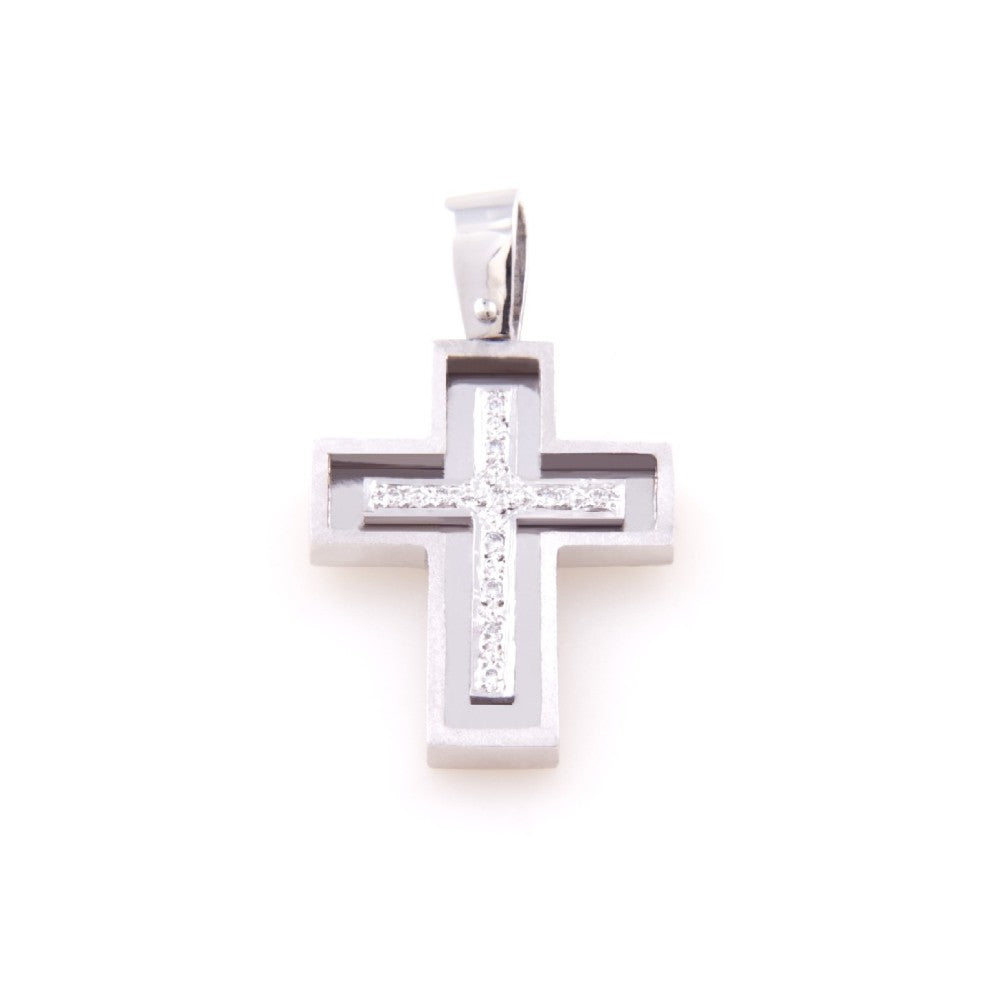 CROSS WHITE GOLD 750 & PRECIOUS STONES - 5384