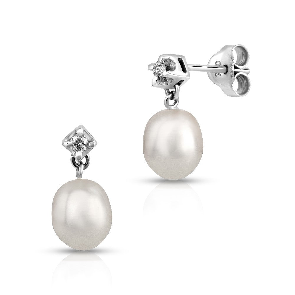 EARRINGS WHITE GOLD 750 & PEARLS - 54792