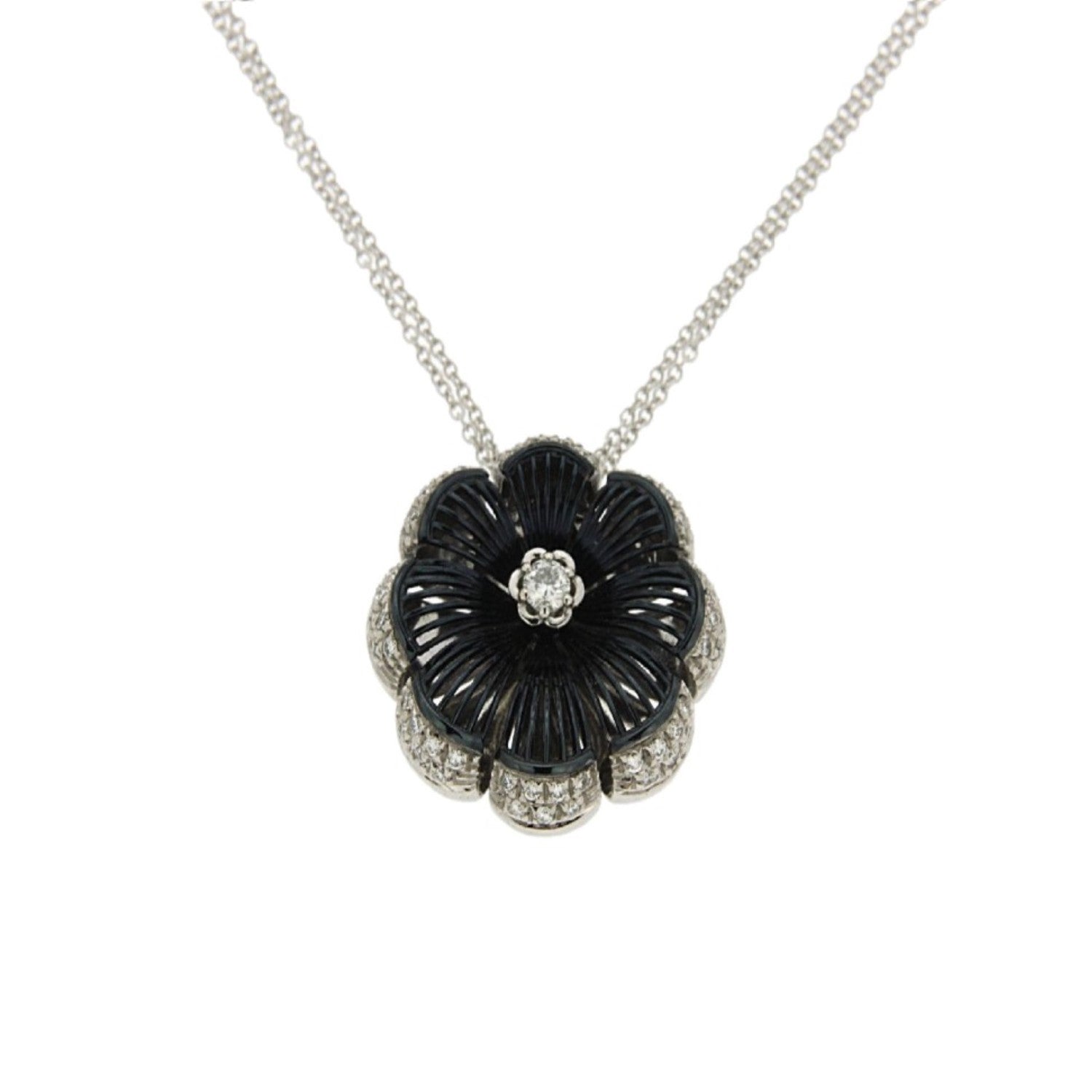 NECKLACE WHITE GOLD 750 WITH PRECIOUS STONES & CHAIN - 55585