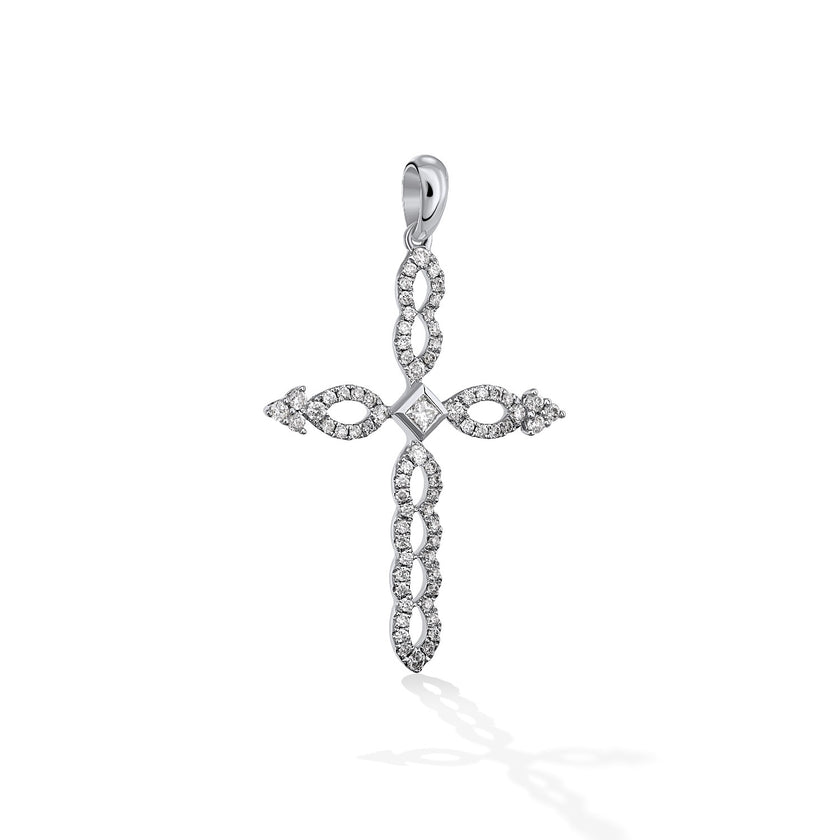 CROSS WHITE GOLD 750 & PRECIOUS STONES - 63111