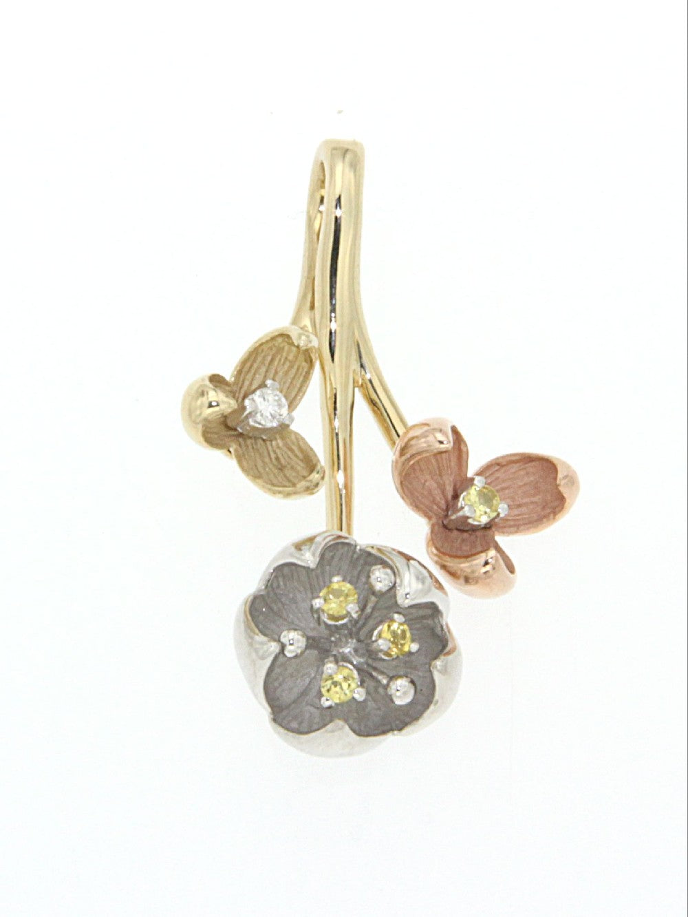 PENDANT WHITE & PINK & YELLOW GOLD 585 & PRECIOUS STONES - 63308