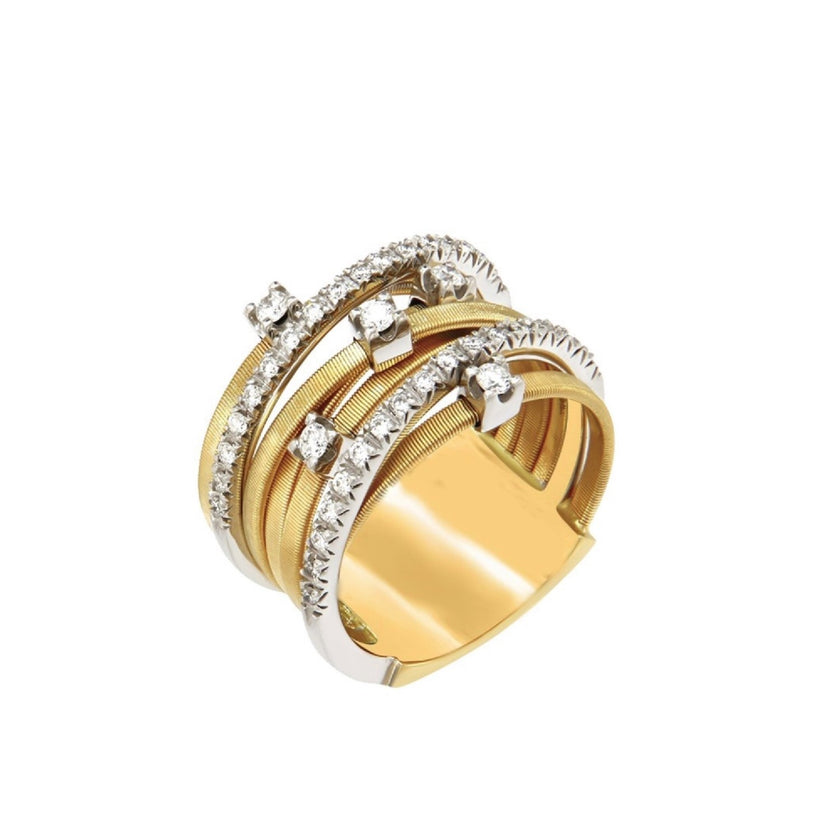RING YELLOW & WHITE GOLD 750 & PRECIOUS STONES - 63647