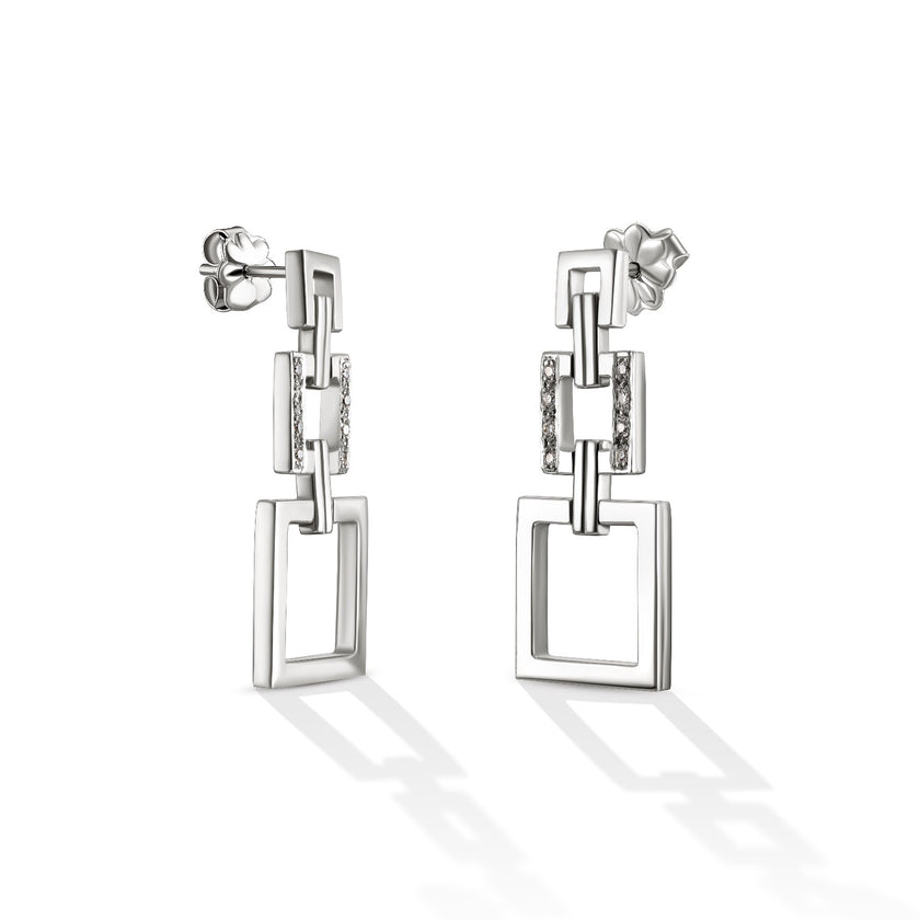 EARRINGS WHITE GOLD 750 & PRECIOUS STONES - 658