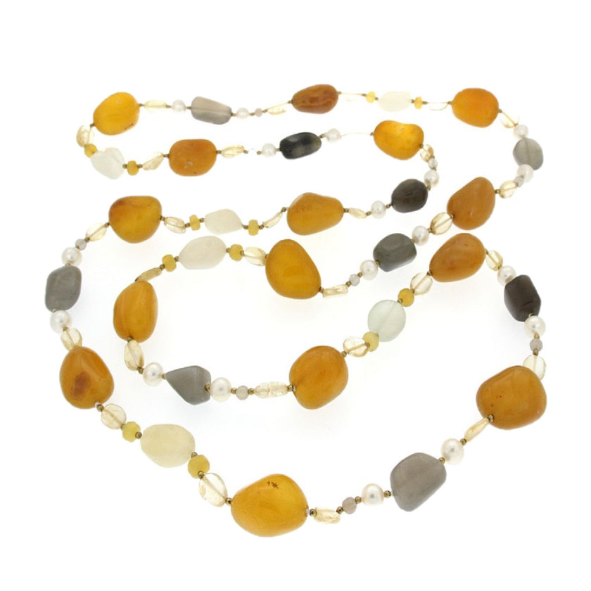 NECKLACE WITH SEMIPRECIOUS STONES & PEARLS - 68426
