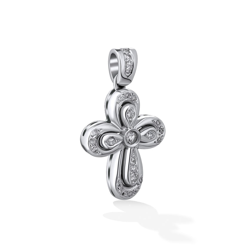 CROSS WHITE GOLD 750 & PRECIOUS STONES - 7188