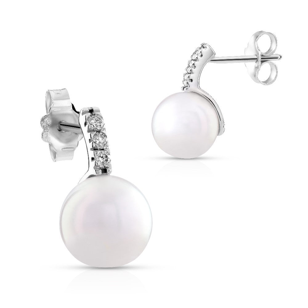 EARRINGS WHITE GOLD 750 & PEARLS - 73487