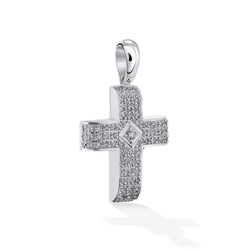 CROSS WHITE GOLD 750 & PRECIOUS STONES - 7375