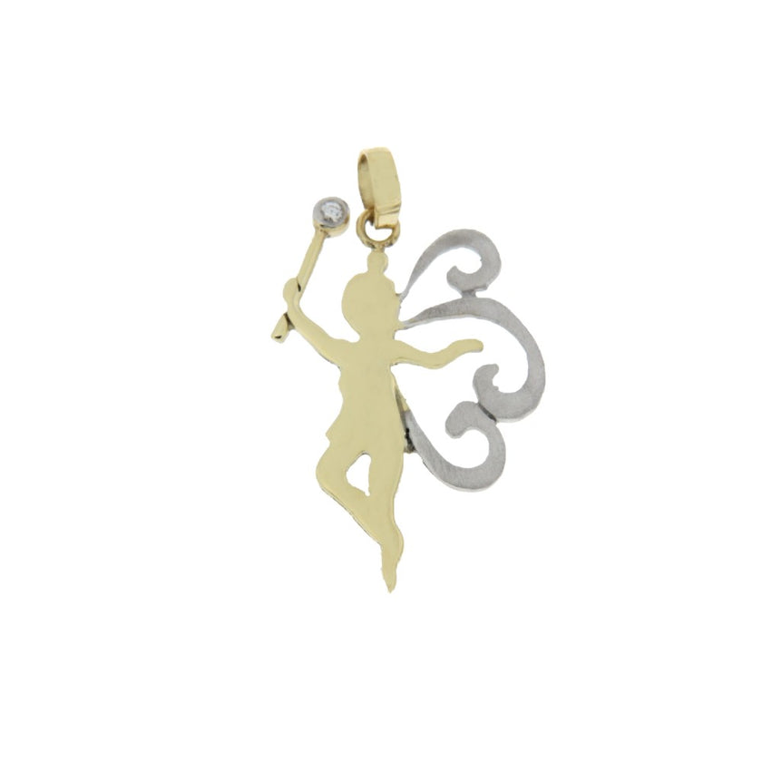 PENDANT YELLOW & WHITE GOLD 585 WITH PRECIOUS STONES - 74172