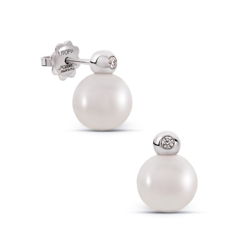 EARRINGS WHITE GOLD 750 & PEARLS - 75637