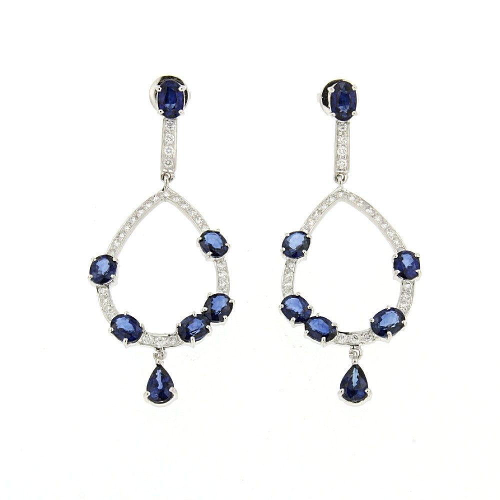 EARRINGS WHITE GOLD 750 & PRECIOUS STONES - 76262
