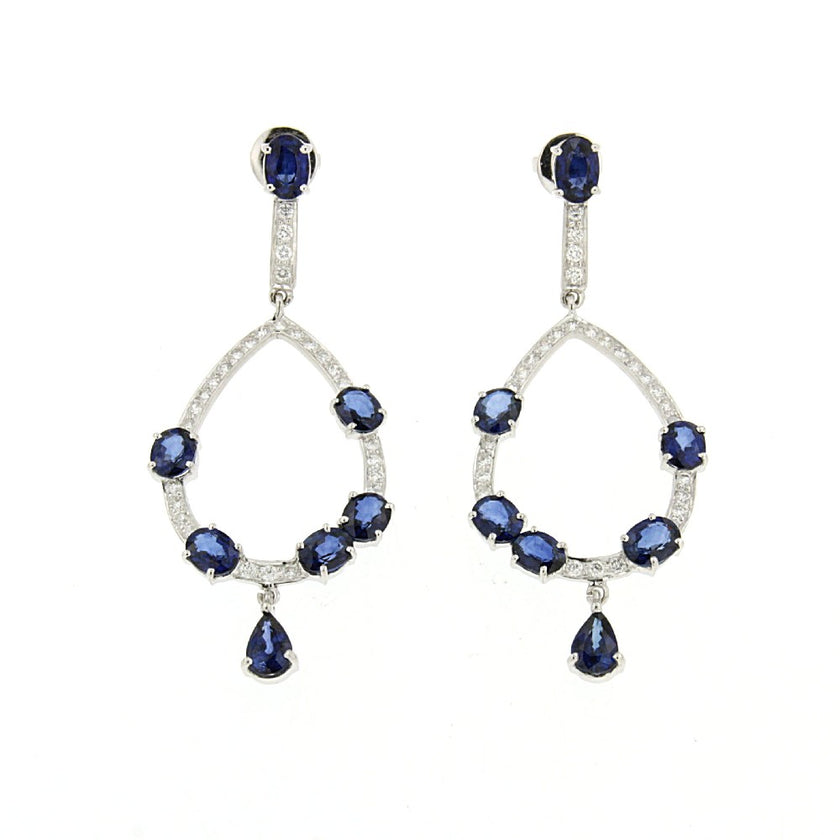 EARRINGS WHITE GOLD 750 & PRECIOUS STONES - 76262