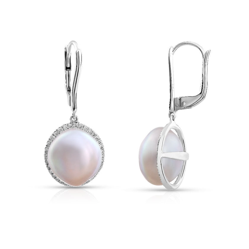 EARRINGS WHITE GOLD 750 & PEARLS - 76688