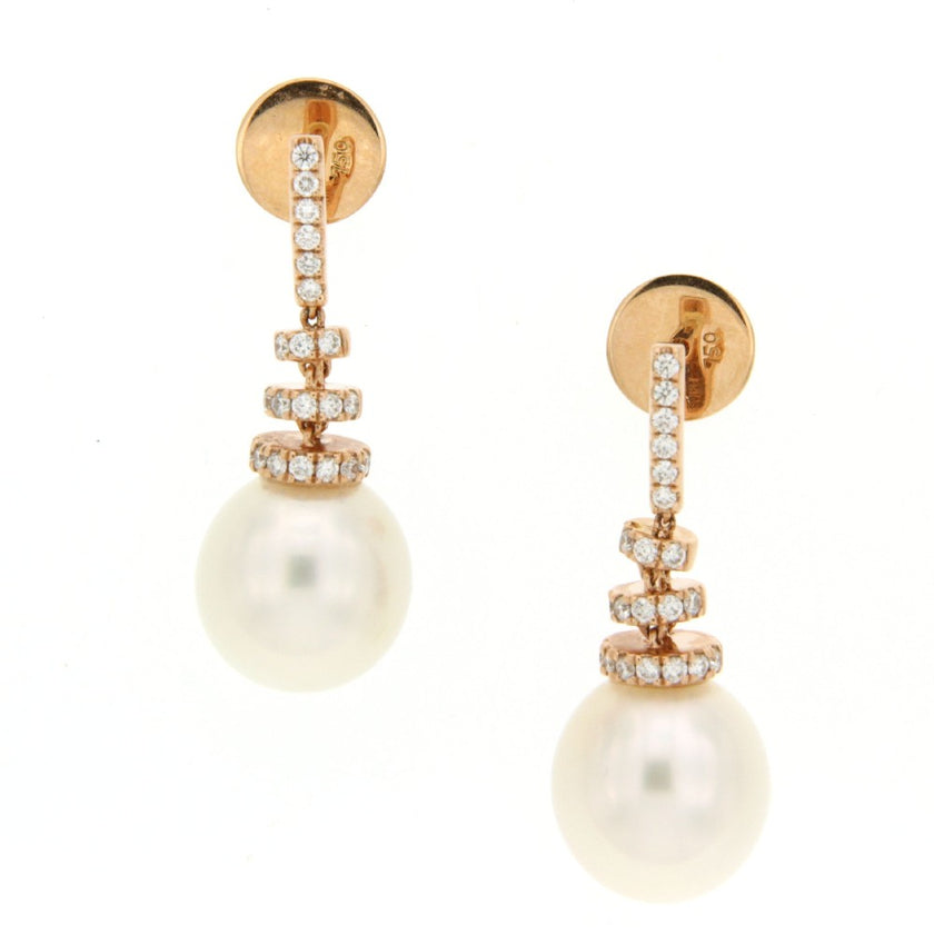 EARRINGS PINK GOLD 750 & PEARLS - 76696