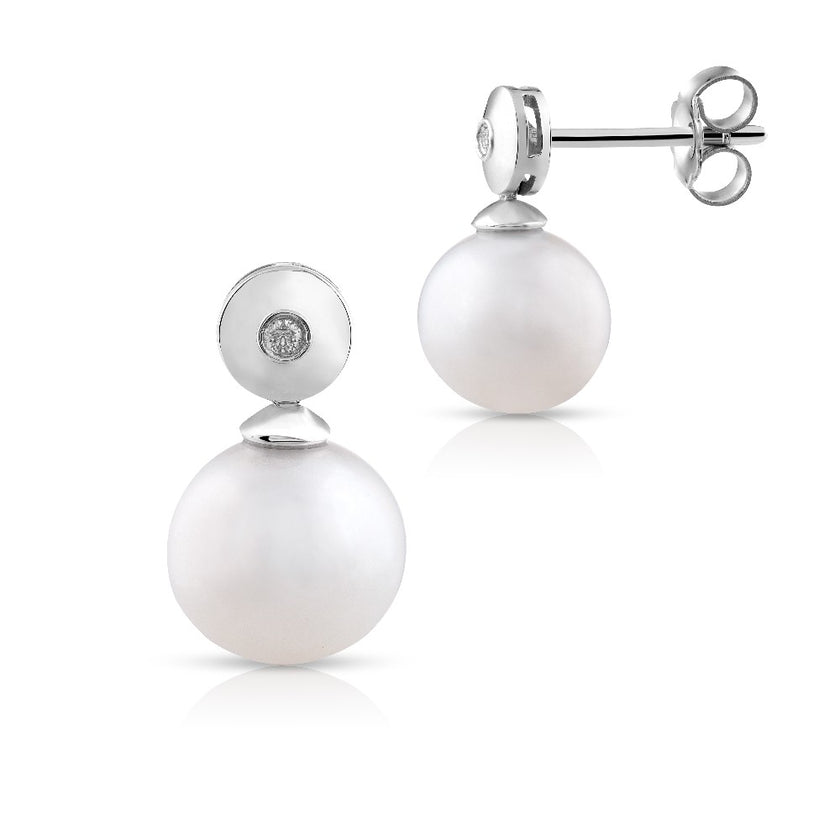 EARRINGS WHITE GOLD 750 & PEARLS - 77642