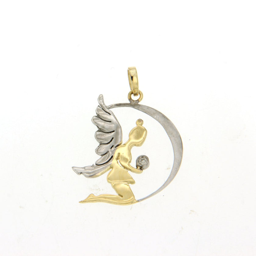 PENDANT YELLOW & WHITE GOLD 585 & PRECIOUS STONES - 77982