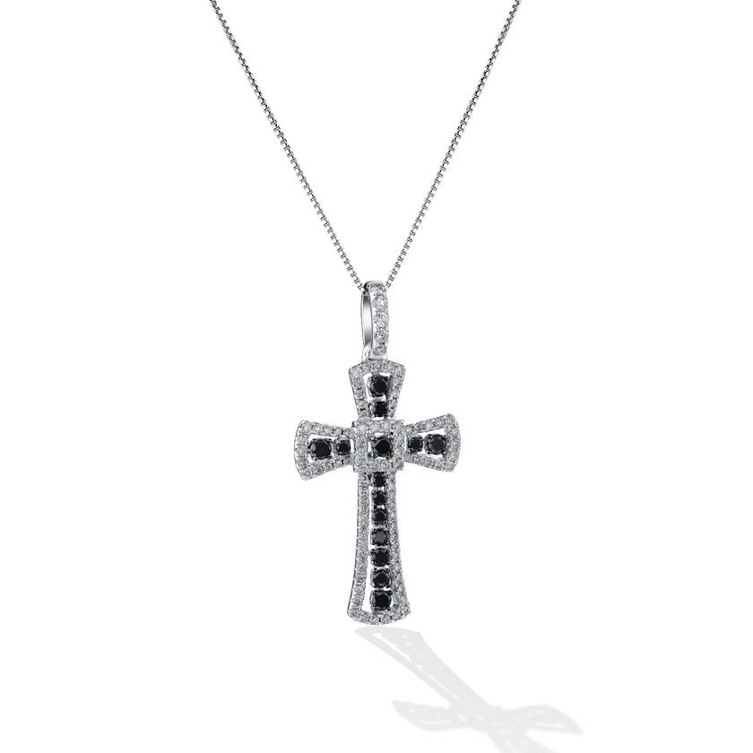CROSS WHITE GOLD 750 & PRECIOUS STONES WITH CHAIN - 81839