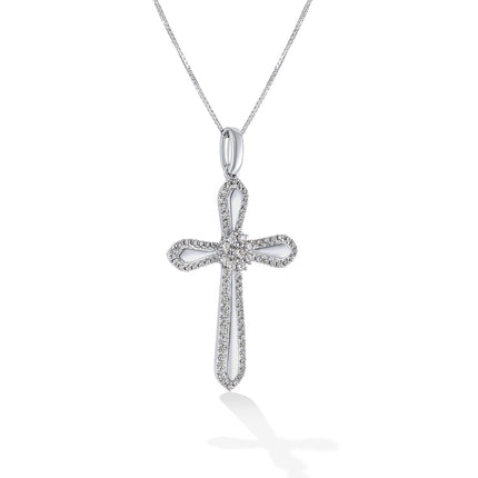 CROSS WHITE GOLD 750 & PRECIOUS STONES WITH CHAIN - 81935
