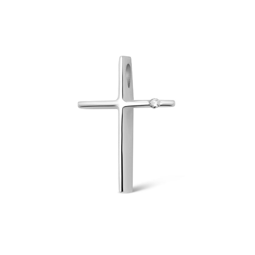 CROSS WHITE GOLD 750 & PRECIOUS STONES - 8303