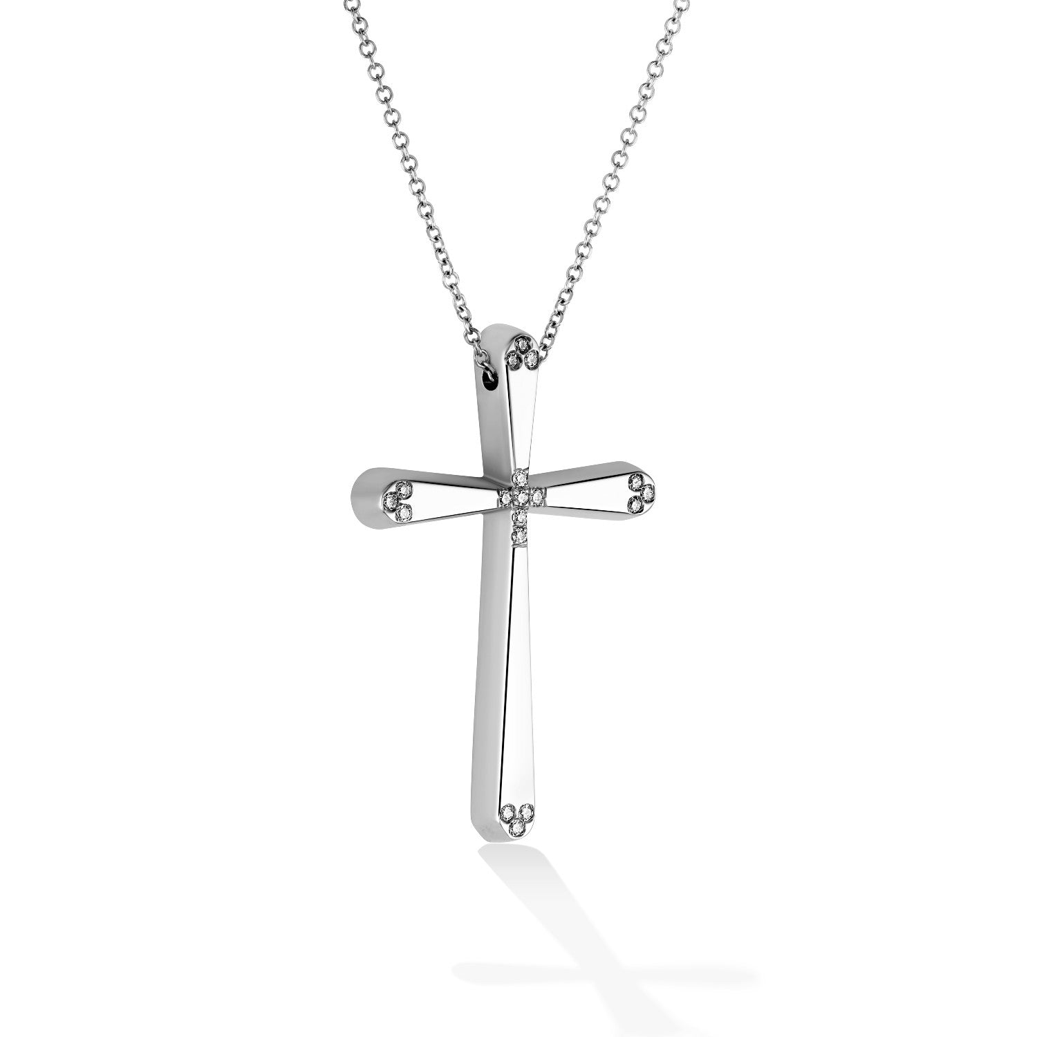 CROSS WHITE GOLD 750 & PRECIOUS STONES WITH CHAIN - 85311