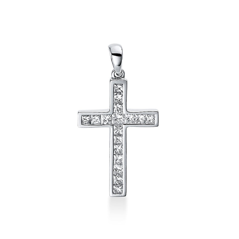 CROSS WHITE GOLD 750 & PRECIOUS STONES - 88157