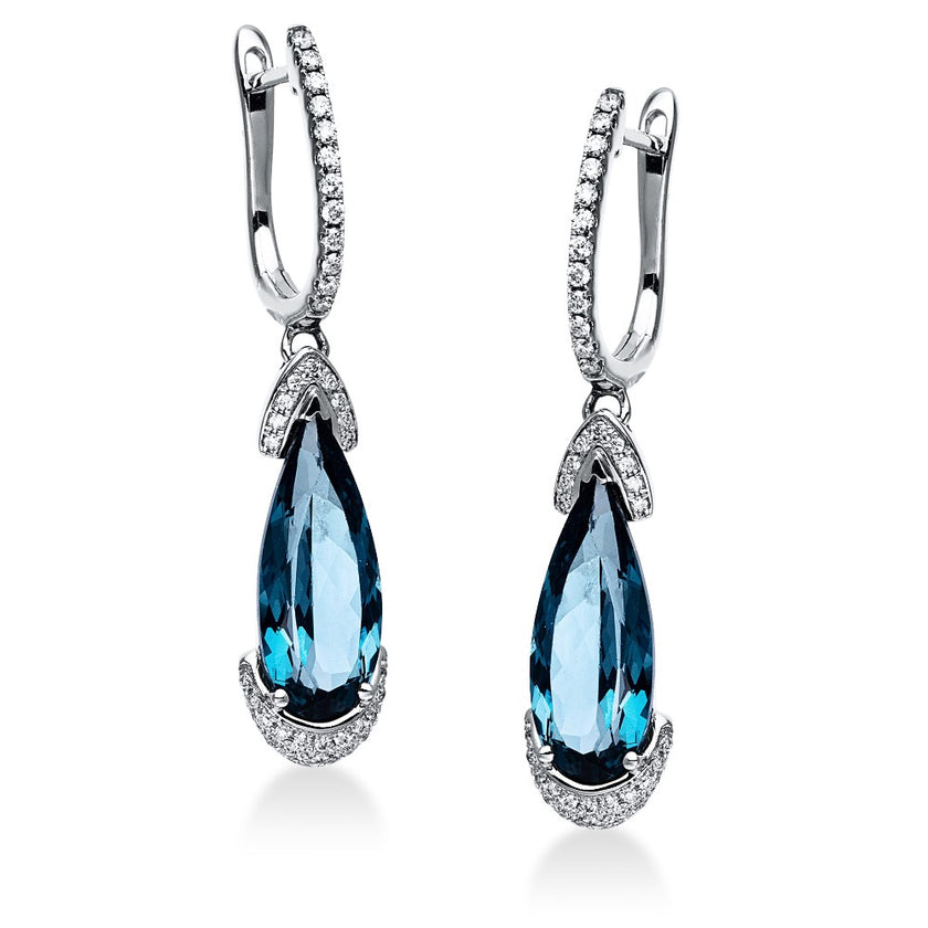EARRINGS WHITE GOLD 585 & PRECIOUS STONES - 90265