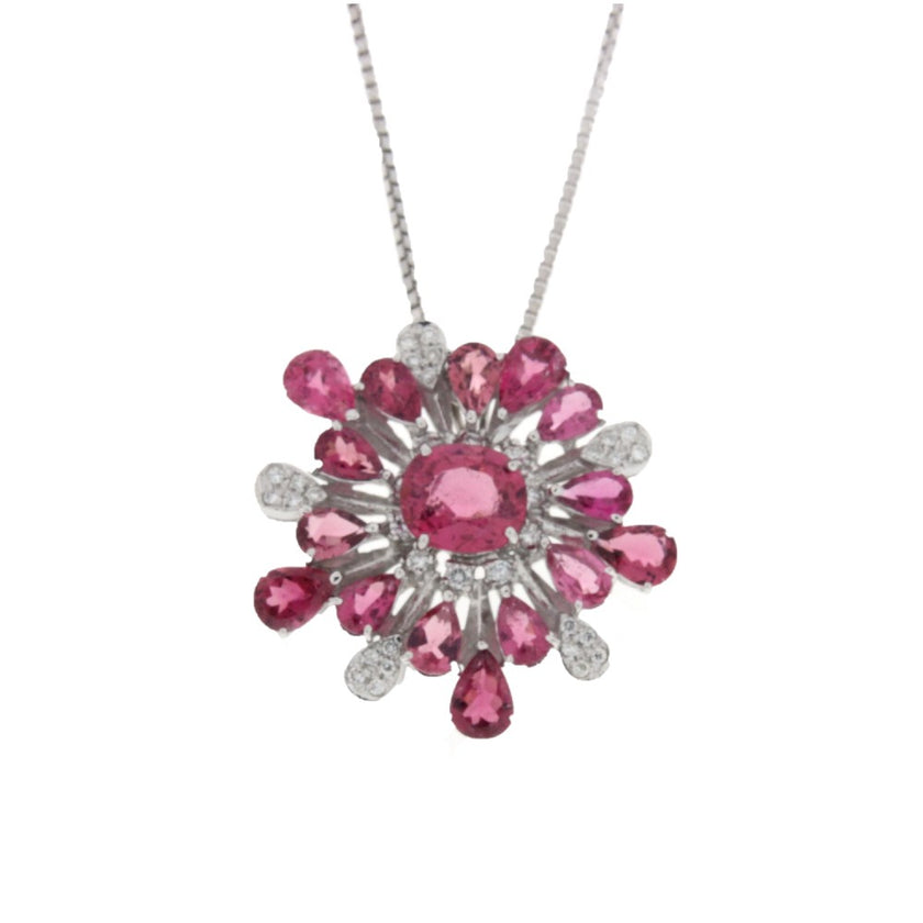 PENDANT WHITE GOLD 750 & PRECIOUS STONES - 90385