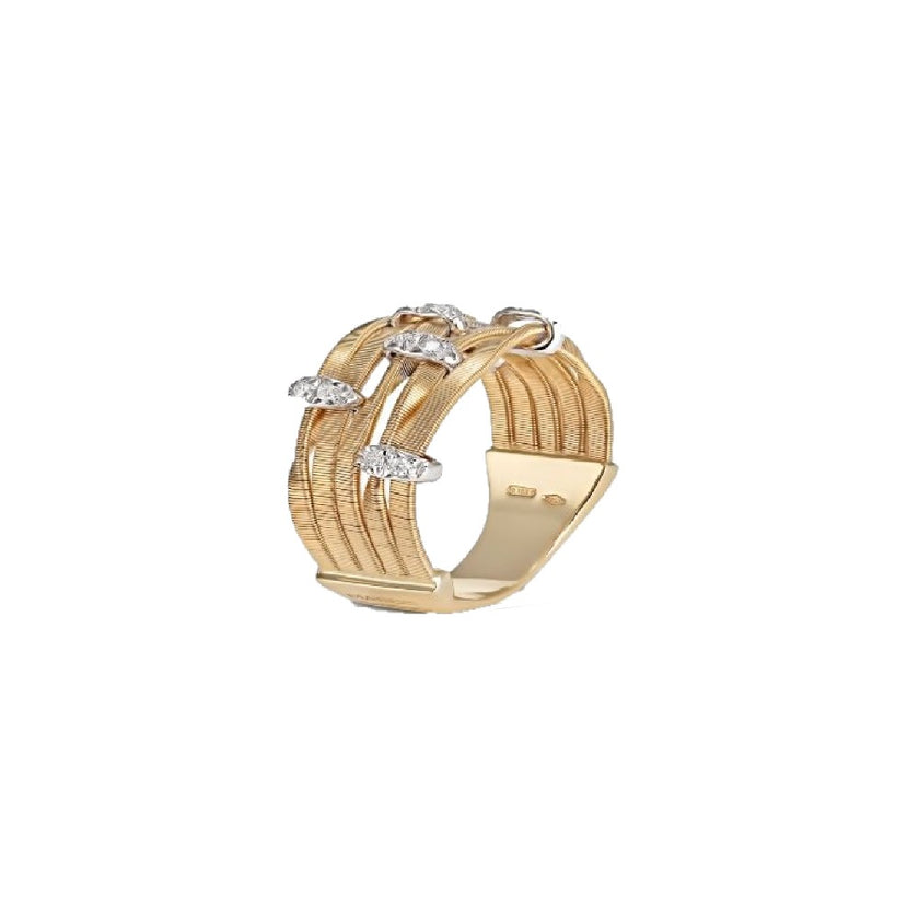RING YELLOW & WHITE GOLD 750 & PRECIOUS STONES - 90907