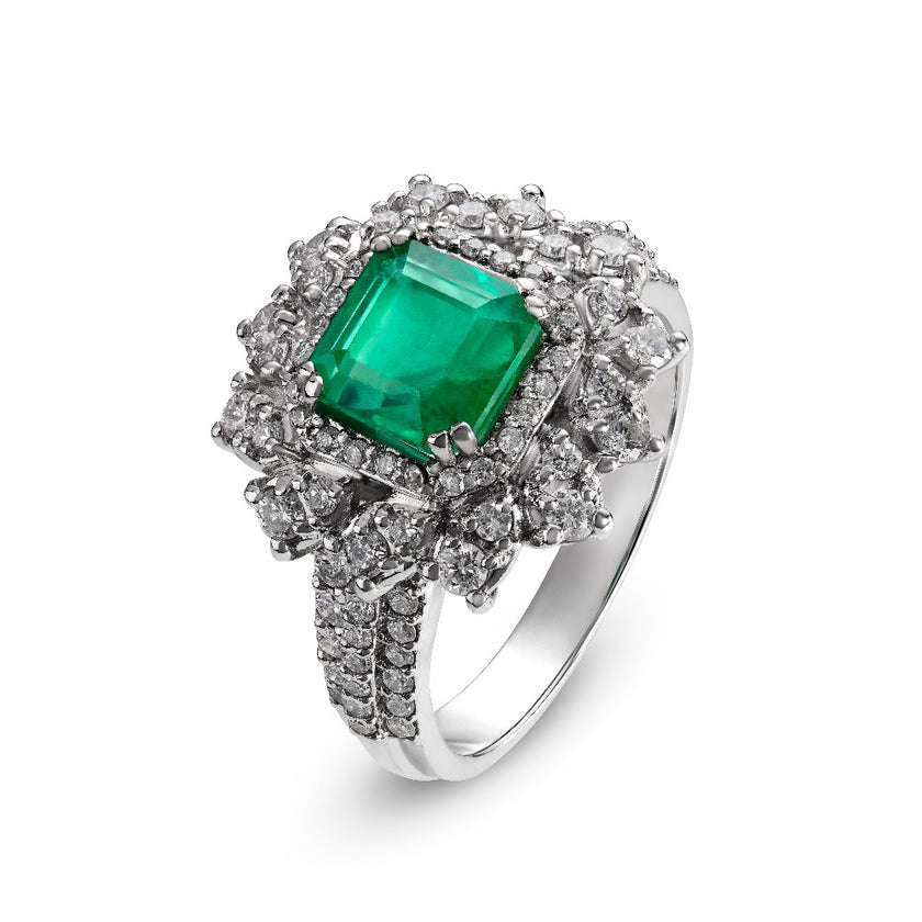 RING WHITE GOLD 750 & PRECIOUS STONES - 90996